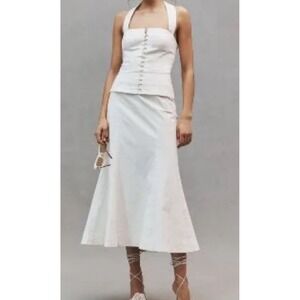BLHDN Anthropologie NWOT Jane Halter White‎ Midi Dress Size S
